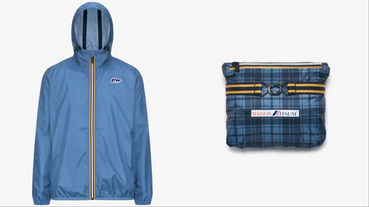 K-Way x Maison Kitsuné CLAUDE藍色可收納外套，7900元。品牌提供