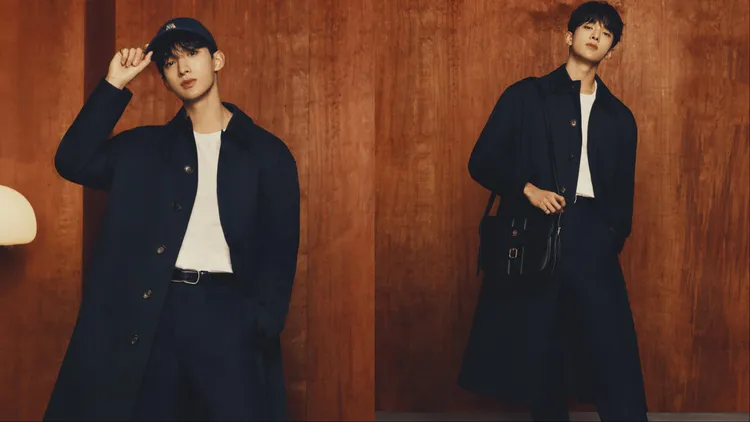 李碩珉配戴的棒球帽及eckett斜肩包分別繡有瑞士神獸與Bally Crest標誌。品牌提供