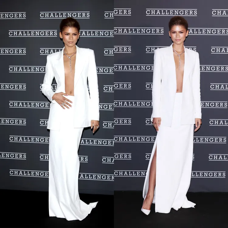 贊妲雅穿著Calvin Klein的訂製白色「中空裝」相當性感。品牌提供