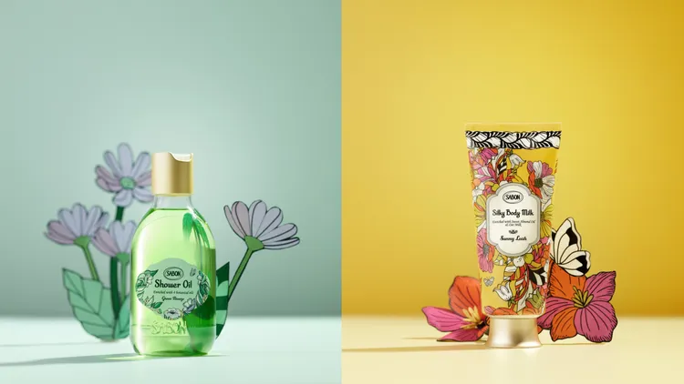 SABON感官境遇沐浴油300ml／1080元、絲綢身體乳液200ml／1380元。品牌提供