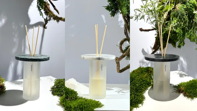 SAWAA與設計師聶永真和春池玻璃合作打造3款擴香。張家玲攝