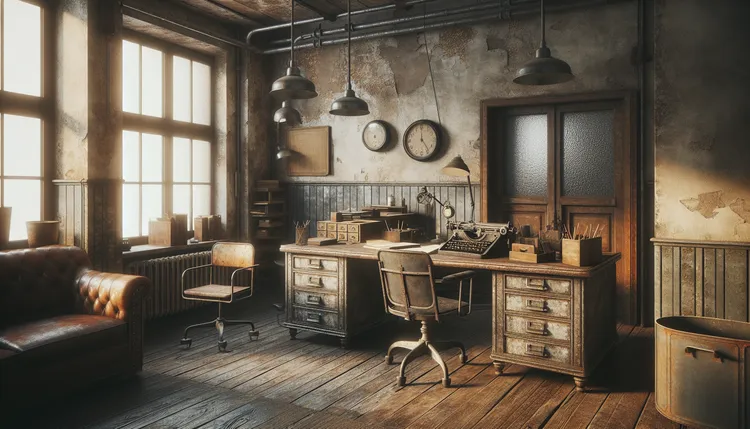 辦公室老舊生鏽桌椅。AI生成示意圖