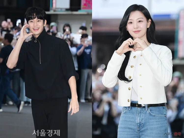 金秀賢（左圖）、金智媛對韓媒要求有求必應。翻攝首爾體育、韓國體育