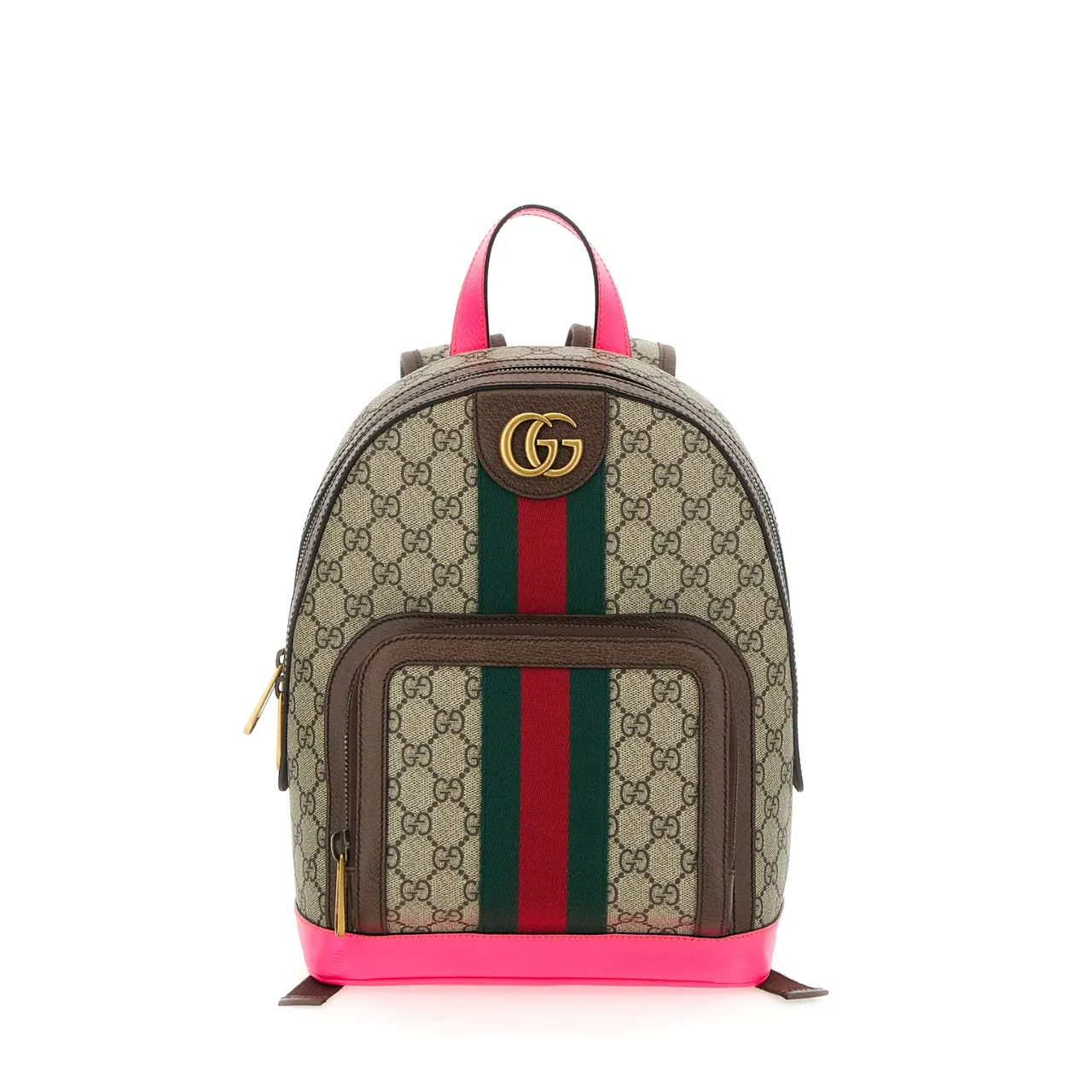GUCCI OPHIDIA螢光粉飾帶小後背包,6萬400元。品牌提供
