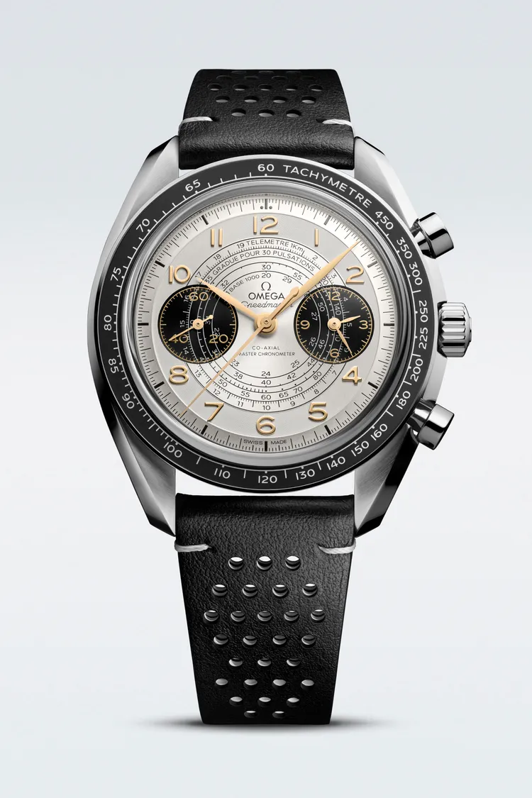 超霸系列Chronoscope Paris 2024腕錶（不鏽鋼搭配黑色穿孔皮革錶帶），31萬3000元。品牌提供