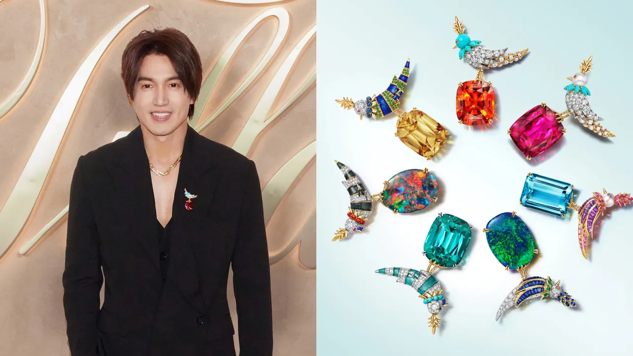 言承旭曾戴過的Jean Schlumberger by Tiffany高級珠寶系列彩虹石上鳥胸針，系列作品登場。品牌提供