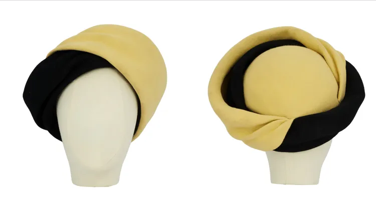 黃黑色毛氈包頭巾式帽子，由皇家帽子設計師Philip Somerville為黛安娜設計，估價約1萬至2萬美元（約32萬至64萬元台幣）。品牌提供