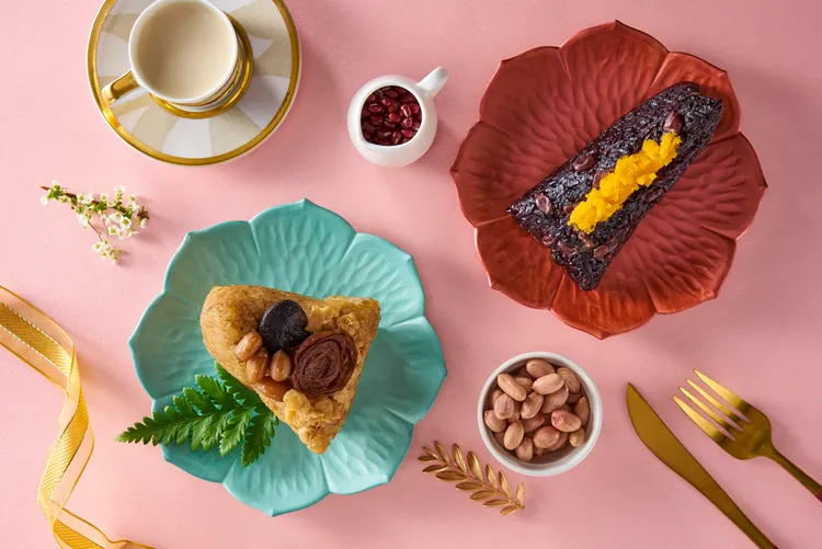 凱撒蔬福粽香禮盒含台式經典素粽、紫米甜心粽。業者提供