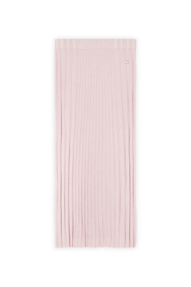 Baby Fox系列丁香粉紫小狐狸LOGO合身針織迷笛裙，1萬2000元。品牌提供