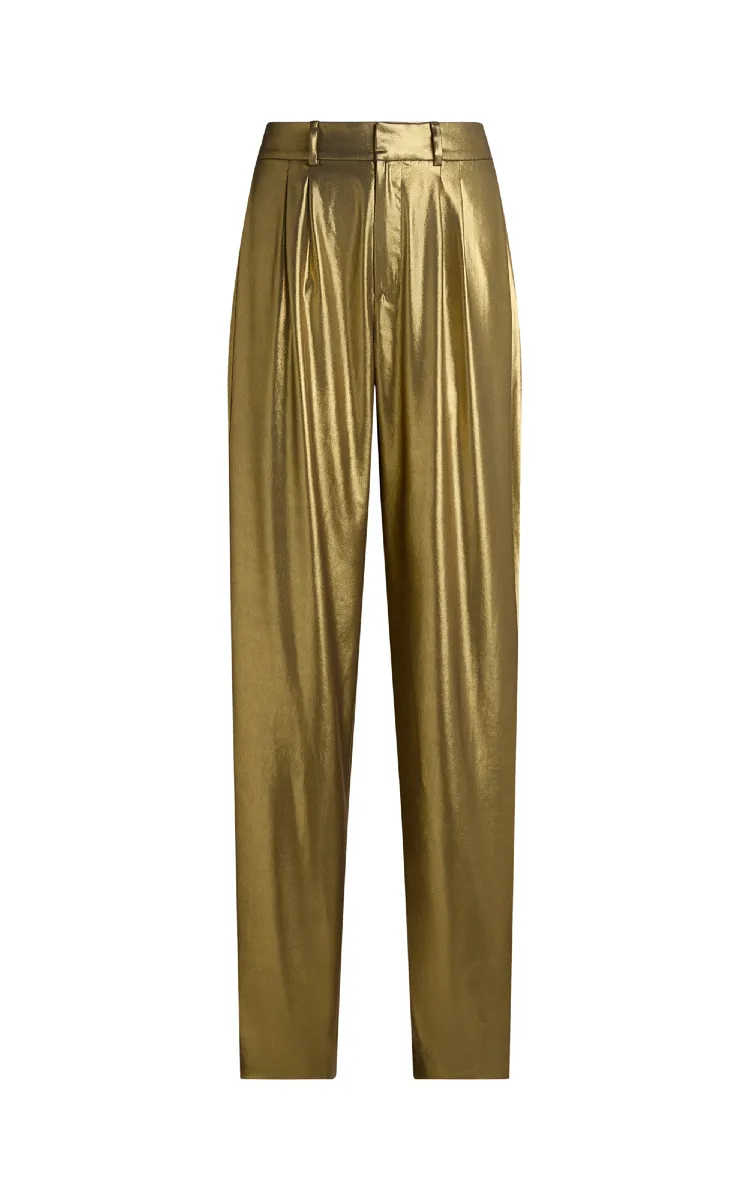 Ralph Lauren頂級紫標女裝系列CASSIDY箔片喬其紗長褲。品牌提供