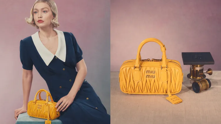 Gigi Hadid化身復古女伶拍攝Miu Miu全新廣告。品牌提供