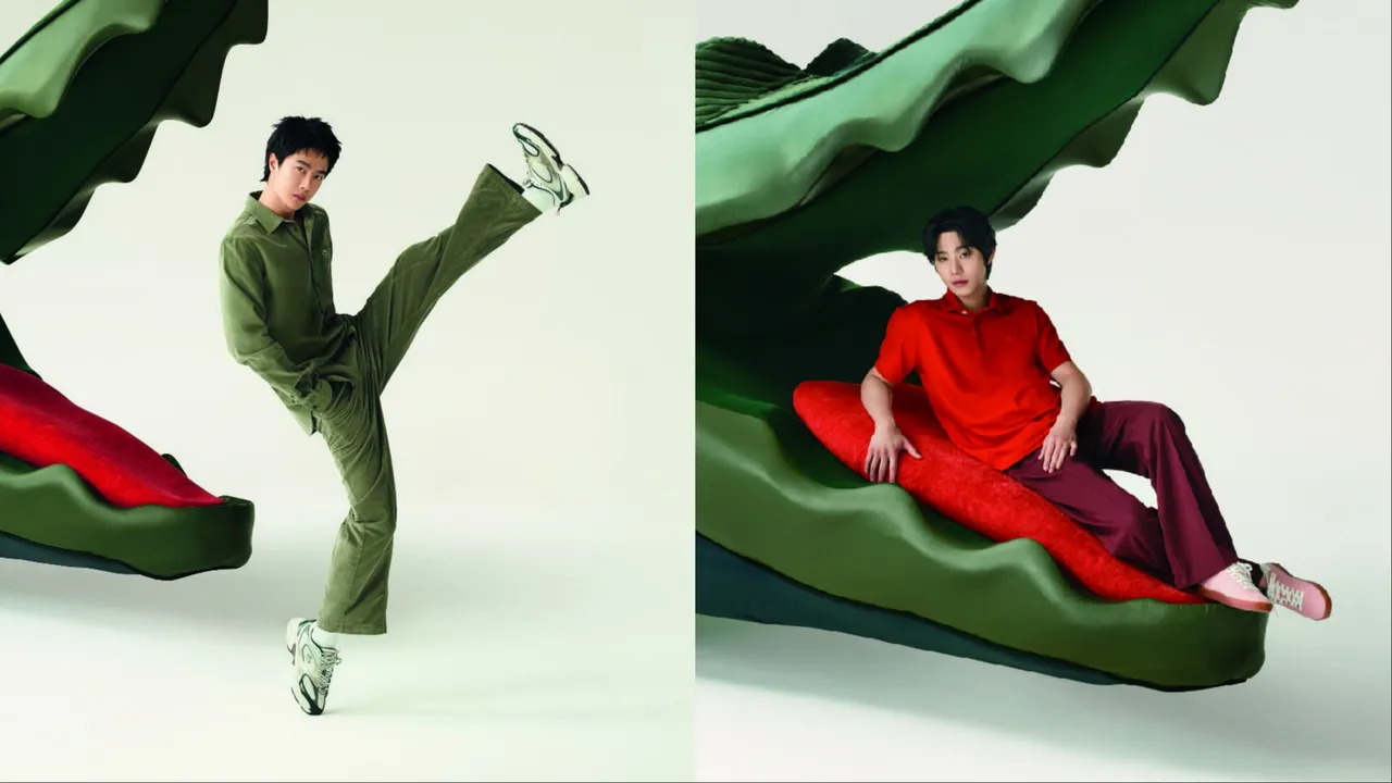 王一博（左）、安孝燮（右）拍攝LACOSTE形象大片。品牌提供