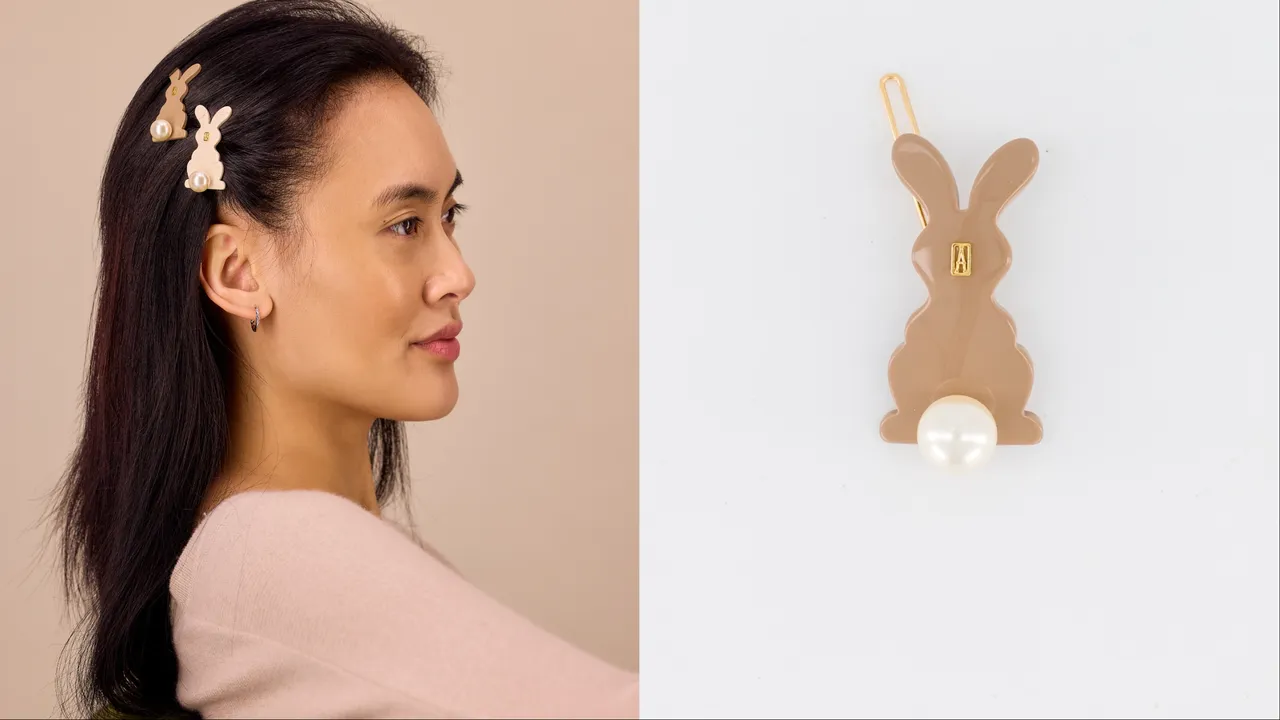 珍珠小兔豆扣夾,3300元。品牌提供