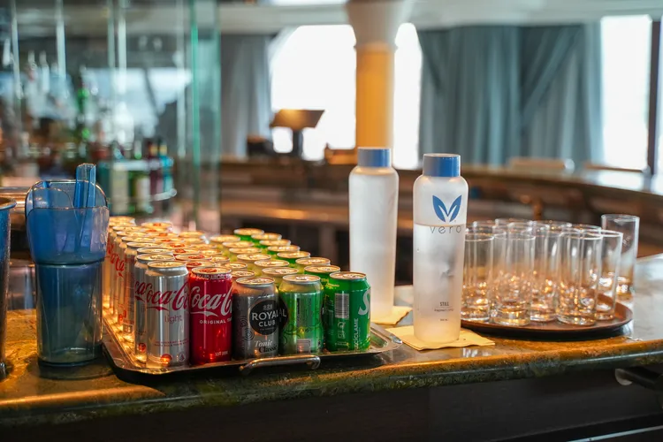 軟性飲料可以免費無限暢飲。田欣雲攝