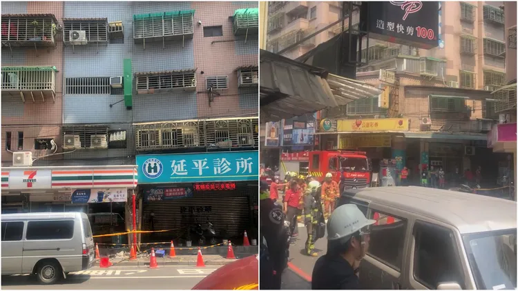 強震後土城大樓傾斜。翻攝自臉書