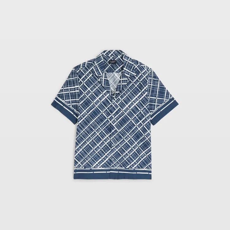 Club Monaco 男士湛藍格紋印花短袖襯衫，5900元。品牌提供