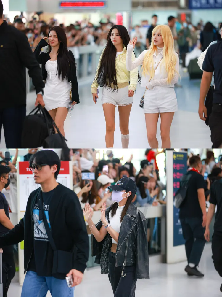 (G)-IDLE的隊長小娟和薇娟、中國成員雨琦（上圖）一起，泰國成員Minnie分開走。讀者提供