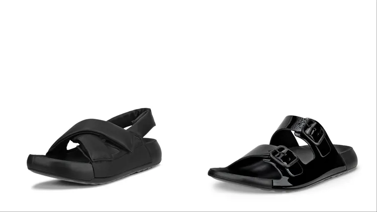 ECCO「COZMO科摩」涼拖鞋，5980元（左）、4680元（右）。品牌提供