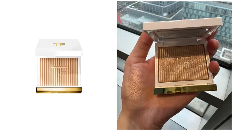 TOM FORD限量高光盤#02 Nude Sand，3200元。左圖品牌提供、右圖張家玲攝