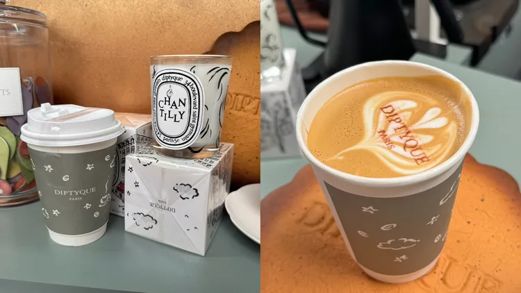 咖啡車可點到拿鐵（80元）和美式咖啡（70元），其中熱拿鐵還會有點綴Diptyque字樣的拉花。張家玲攝