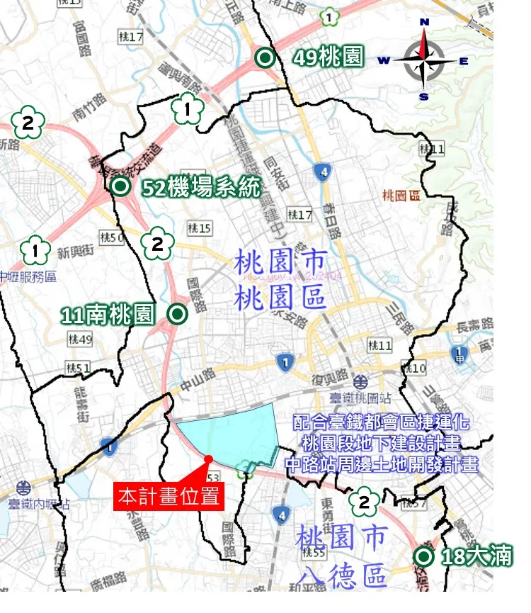 國道2號增設中路交流道區位示意圖。高公局提供
