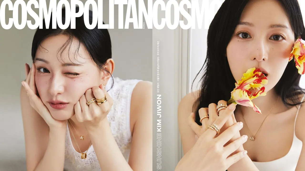 金智媛因《淚之女王》拍上事業高峰，近日戴上寶格麗珠寶拍攝雜誌封面。翻攝cosmopolitankorea IG