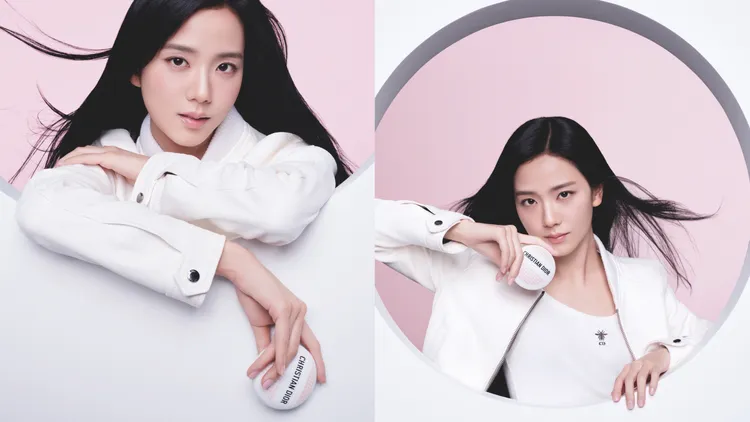 Jisoo為Dior緹花全能修護霜粉紅限量版拍攝形象照。品牌提供