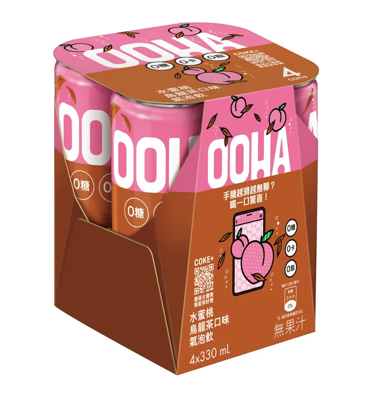 ▲OOHA水蜜桃烏龍茶330ml X4罐包裝