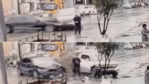 驚險影片|兩車相撞朝他衝來 老阿伯幸運滿點奇蹟避開