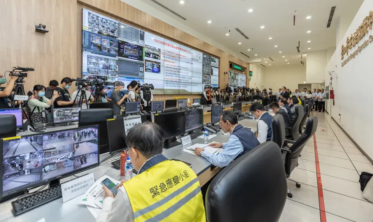 台北車站聯合防災中心。總統府提供