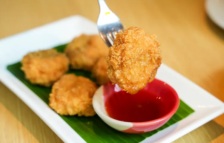 金錢蝦餅。田欣雲攝