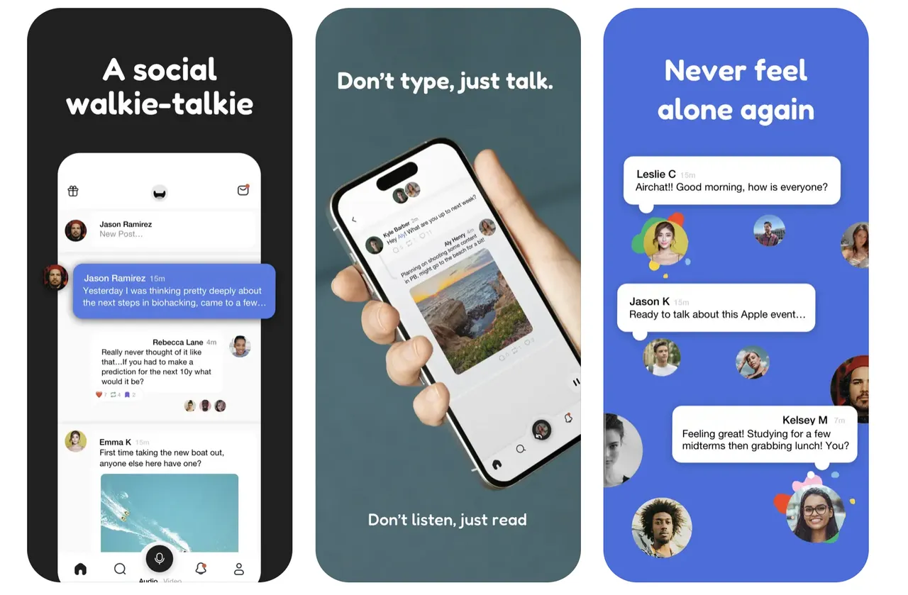 用說的就能發文,Airchat會透過AI來將語音內容轉成文字內容。翻攝App Store。