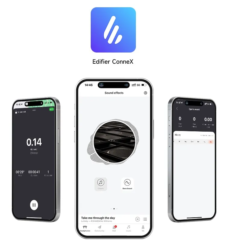 Comfo Run 還可與 EDIFIER ConneX app 搭配使用，透過內建計步器記錄運動過程，將運動與音樂完美融合。業者提供