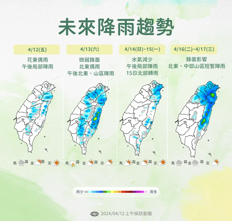 未來降雨趨勢。氣象署提供