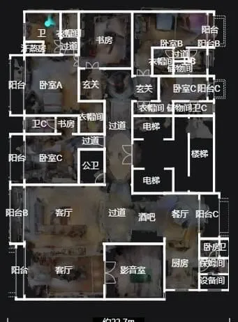 汪小菲北京豪宅平面格局圖。翻攝古彩彥臉書