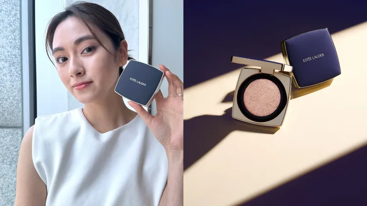 雅詩蘭黛粉持久完美鎖妝氣墊粉餅擁有減齡的柔霧奶油光，1盒2蕊／2700元。左圖張家玲攝、右圖品牌提供