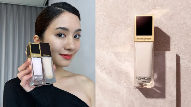 Model使用最上鏡巨星光影妝前乳（3800元）和立體光影柔霧高訂粉底液（4900元），打造光影感底妝。品牌提供