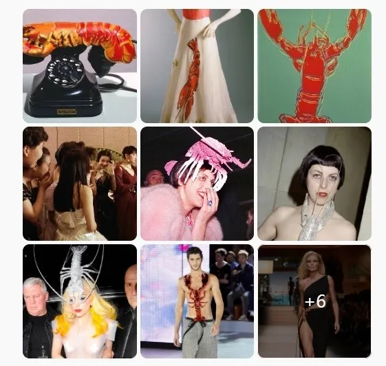 龍蝦電話、龍蝦裙、龍蝦頭飾等都很吸睛。翻攝LadyxGaga微博
