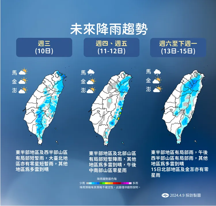 未來降雨趨勢。氣象署提供