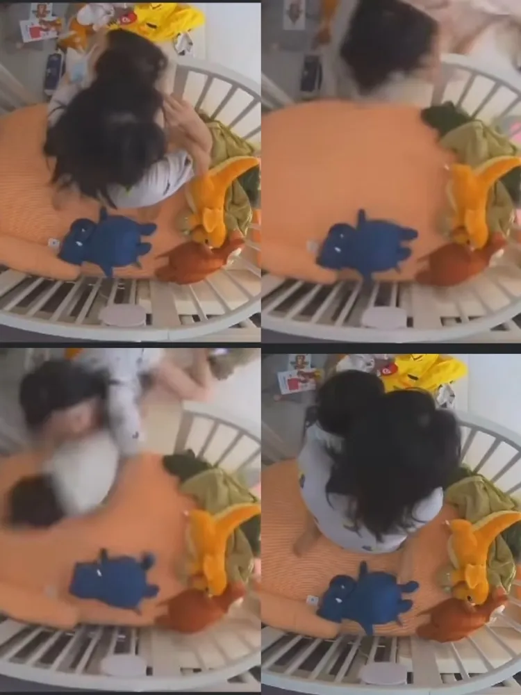 監視器影片中可見孟耿如進女兒房間安撫過程，也聽得到她關心老公黃子佼。翻攝孟耿如臉書