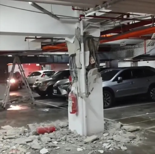 強震後這大樓地下室慘況曝　柱子鋼筋外露、水泥剝落「整支被掏空」