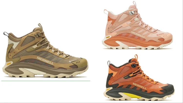 Mid Gore-tex沙色防水透氣健行鞋（左）、Mid Gore-tex蜜桃色防水透氣健行鞋（右上）、Mid Gore-tex防水透氣健行鞋（右下），各5980元。品牌提供