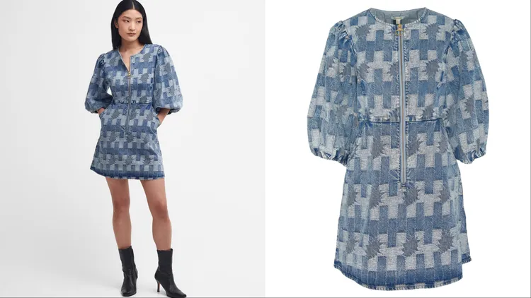 Bowhill拼貼單寧短洋裝，8700元。品牌提供