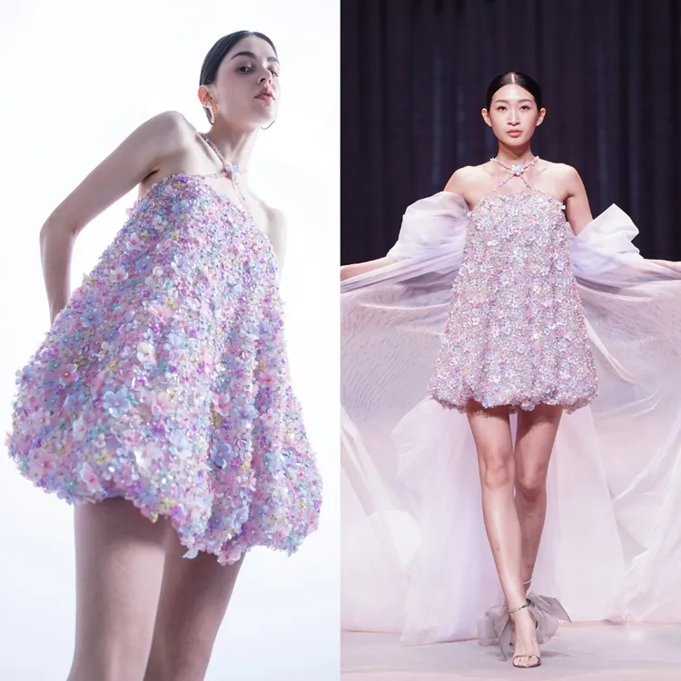 花苞短裙出動6位縫珠師傅耗時至少860小時才完成。品牌提供