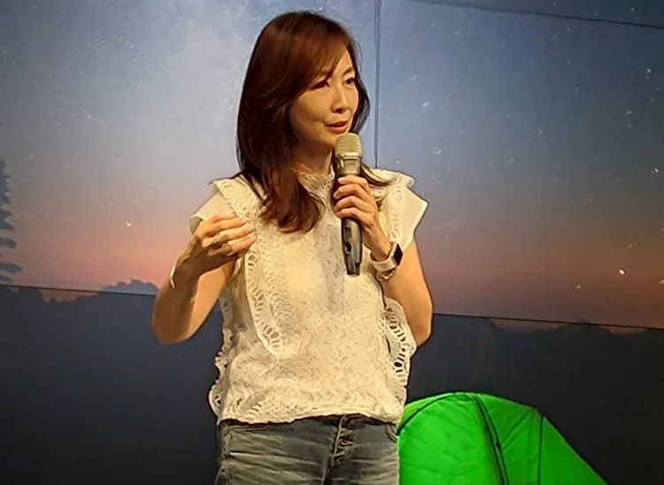 郭昱晴與大家分享，共食共玩共學是親子凝聚情感的最佳方式。大愛提供