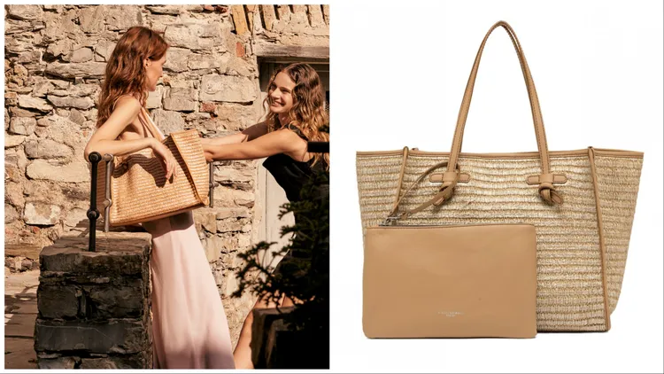 Marcella金蔥草編托特包，1萬900元。品牌提供