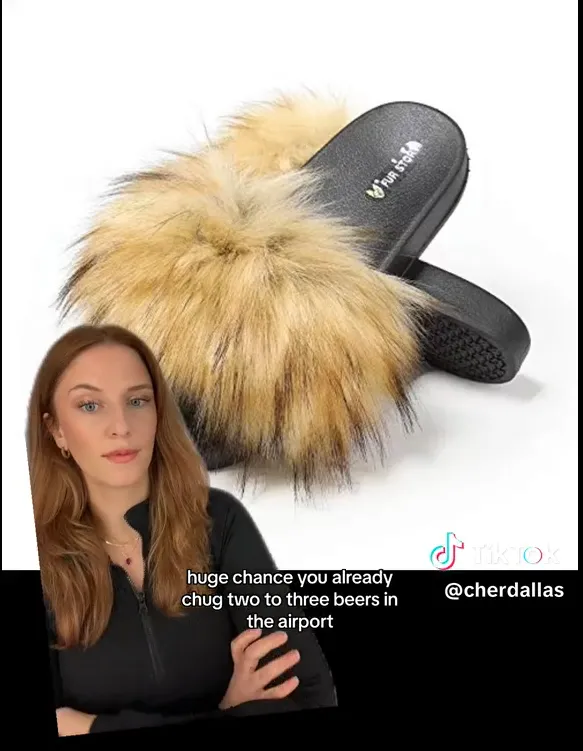 接下來是一雙毛茸茸的涼鞋，謝爾說「我希望我們今天會過得愉快」，暗示鞋的主人可能很難搞。