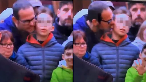 球賽男觀眾「突咬男童耳朵」　詭異一幕被轉播揭露驚動警方追查