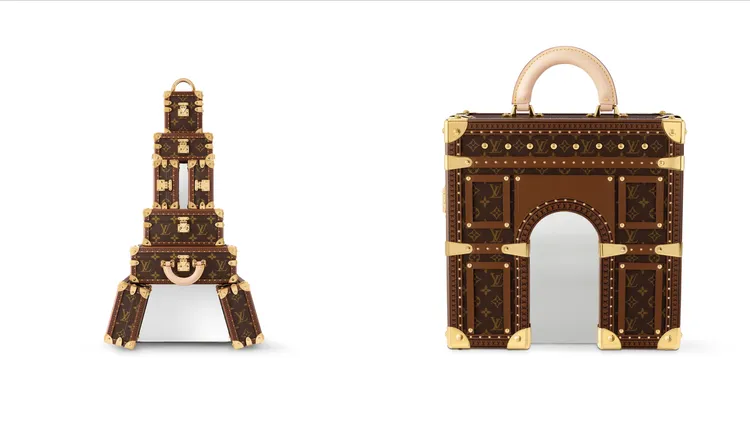 艾菲爾鐵塔硬箱（左圖）220萬元、凱旋門硬箱  （右圖）119萬元。品牌提供