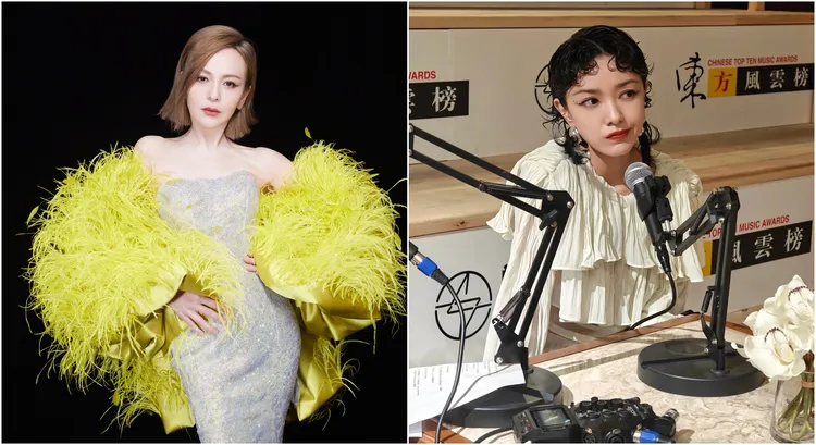 53歲的王琳（左）撞臉小她15歲的郭采潔（右）。翻攝自王琳、郭采潔微博